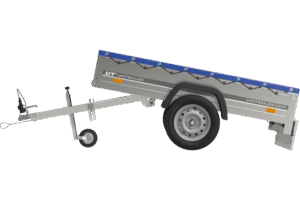 Remorque Garden Trailer 200 Kipp avec roue jockey et bâche plate bleue