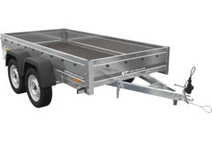 unitrailer 264/2 kipp avec roue jockey, tiges de support et bâche plate bleue